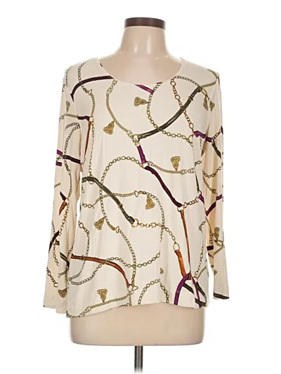 Pre-owned Chico's Long Sleeve Blouse In White