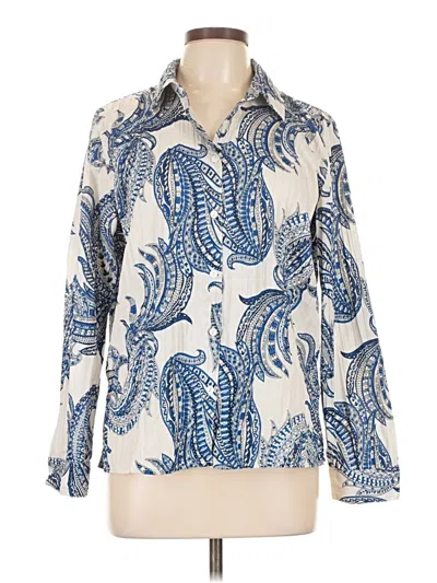 Pre-owned Chico's Long Sleeve Blouse In White