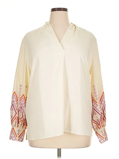 Pre-owned Chico's Long Sleeve Blouse In White