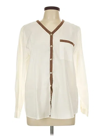 Pre-owned Chico's Long Sleeve Blouse In White