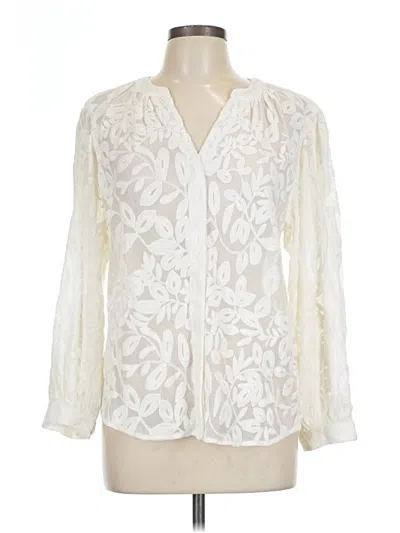 Pre-owned Chico's Long Sleeve Blouse In White