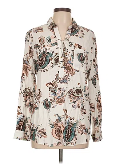 Pre-owned Chico's Long Sleeve Blouse In White