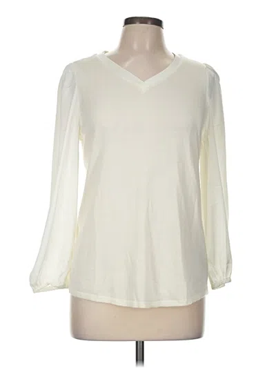 Pre-owned Chico's Long Sleeve Blouse In White