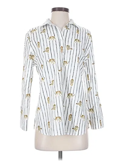 Pre-owned Chico's Long Sleeve Blouse In White