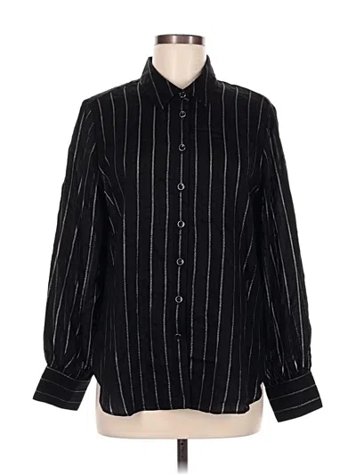 Pre-owned Chico's Long Sleeve Button Down Shirt In Black
