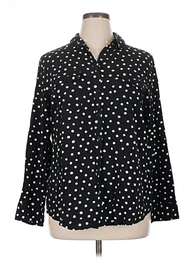 Pre-owned Chico's Long Sleeve Button Down Shirt In Black