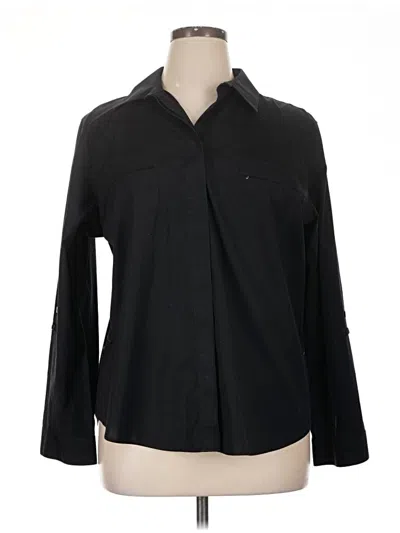 Pre-owned Chico's Long Sleeve Button Down Shirt In Black