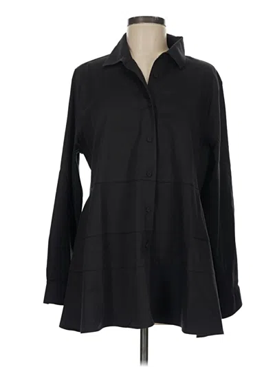 Pre-owned Chico's Long Sleeve Button Down Shirt In Black