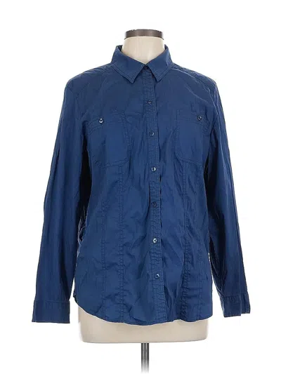 Pre-owned Chico's Long Sleeve Button Down Shirt In Blue
