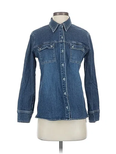 Pre-owned Chico's Long Sleeve Button Down Shirt In Blue