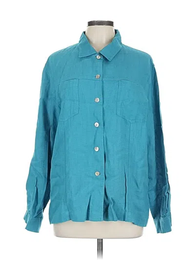 Pre-owned Chico's Long Sleeve Button Down Shirt In Blue