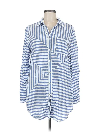 Pre-owned Chico's Long Sleeve Button Down Shirt In Blue