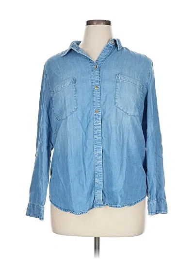 Pre-owned Chico's Long Sleeve Button Down Shirt In Blue