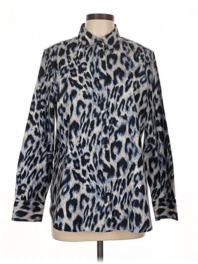 Pre-owned Chico's Long Sleeve Button Down Shirt In Blue