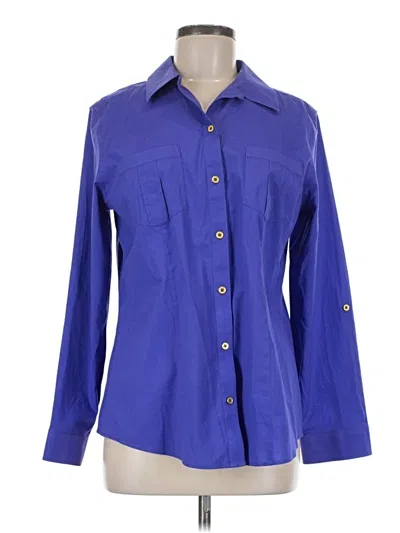 Pre-owned Chico's Long Sleeve Button Down Shirt In Blue