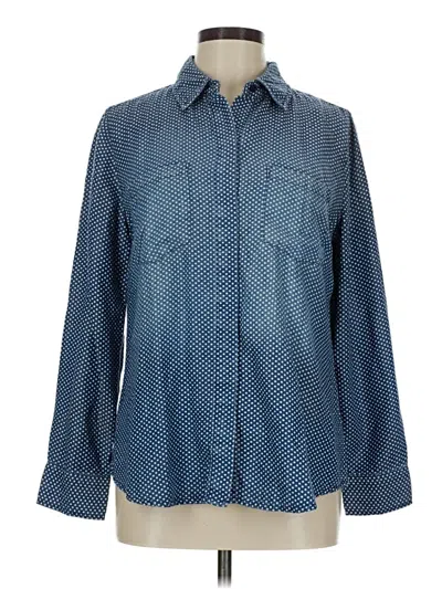 Pre-owned Chico's Long Sleeve Button Down Shirt In Blue