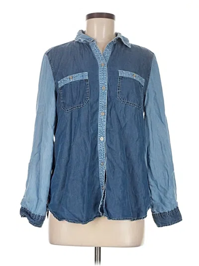 Pre-owned Chico's Long Sleeve Button Down Shirt In Blue