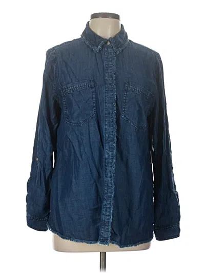 Pre-owned Chico's Long Sleeve Button Down Shirt In Blue