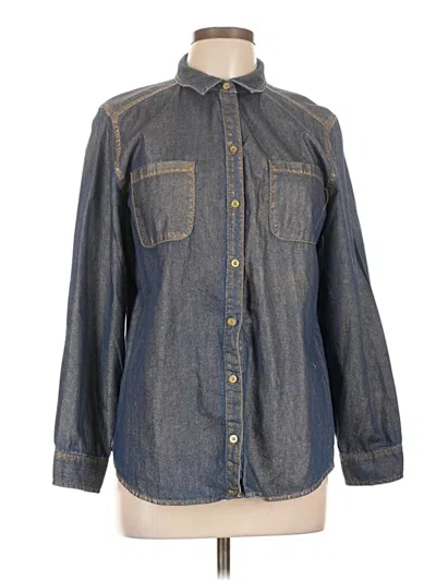 Pre-owned Chico's Long Sleeve Button Down Shirt In Blue