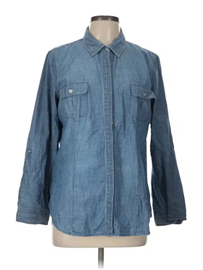 Pre-owned Chico's Long Sleeve Button Down Shirt In Blue