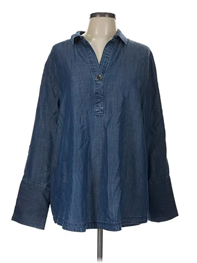 Pre-owned Chico's Long Sleeve Button Down Shirt In Blue