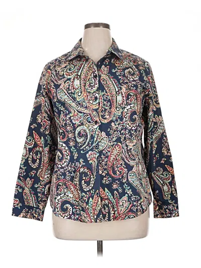 Pre-owned Chico's Long Sleeve Button Down Shirt In Blue