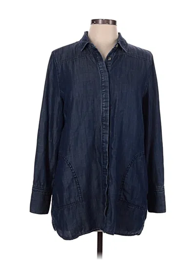 Pre-owned Chico's Long Sleeve Button Down Shirt In Blue