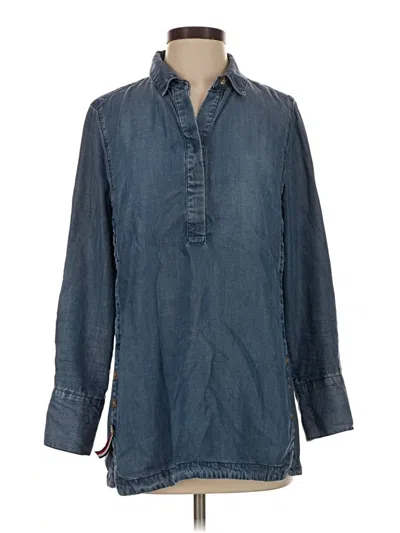 Pre-owned Chico's Long Sleeve Button Down Shirt In Blue