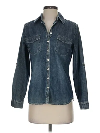 Pre-owned Chico's Long Sleeve Button Down Shirt In Blue