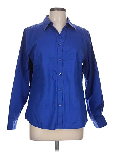 Pre-owned Chico's Long Sleeve Button Down Shirt In Blue