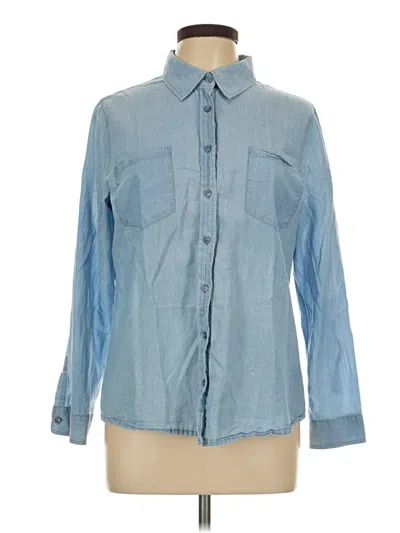 Pre-owned Chico's Long Sleeve Button Down Shirt In Blue