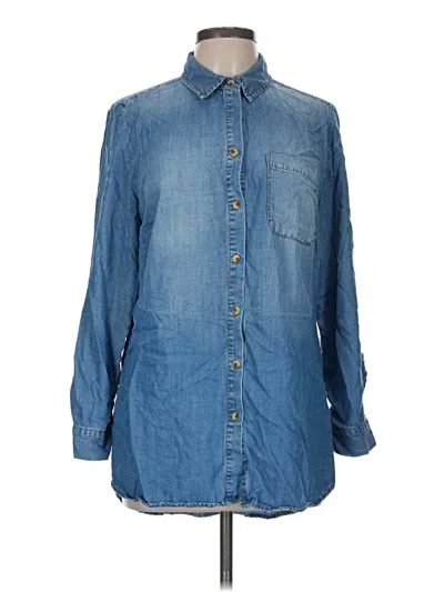 Pre-owned Chico's Long Sleeve Button Down Shirt In Blue