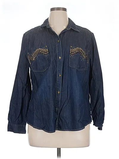 Pre-owned Chico's Long Sleeve Button Down Shirt In Blue