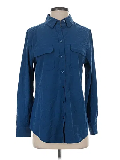Pre-owned Chico's Long Sleeve Button Down Shirt In Blue