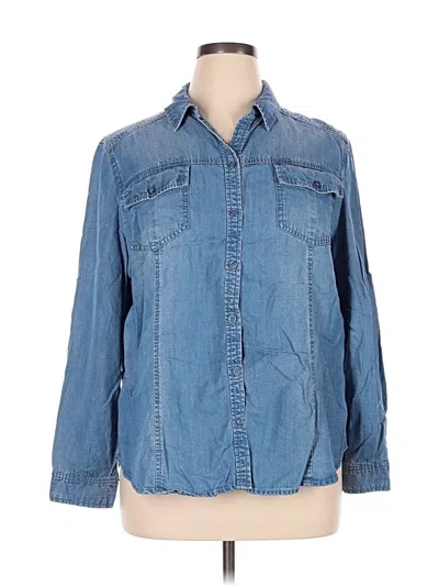 Pre-owned Chico's Long Sleeve Button Down Shirt In Blue