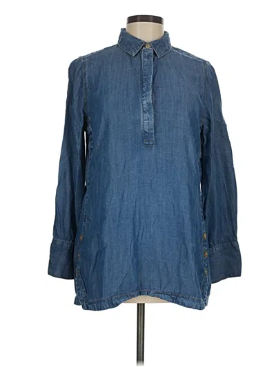 Pre-owned Chico's Long Sleeve Button Down Shirt In Blue