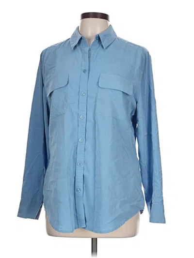 Pre-owned Chico's Long Sleeve Button Down Shirt In Blue