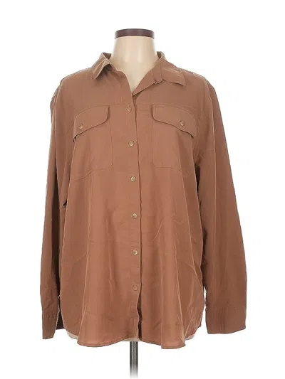 Pre-owned Chico's Long Sleeve Button Down Shirt In Brown