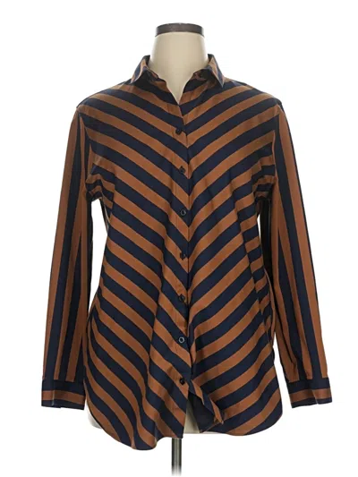 Pre-owned Chico's Long Sleeve Button Down Shirt In Brown