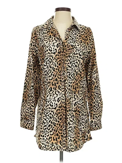 Pre-owned Chico's Long Sleeve Button Down Shirt In Brown