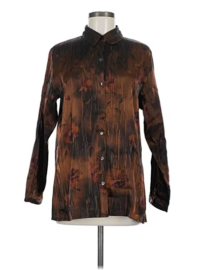 Pre-owned Chico's Long Sleeve Button Down Shirt In Brown