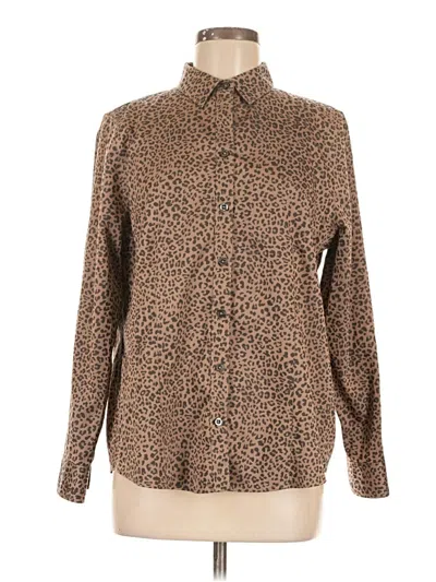 Pre-owned Chico's Long Sleeve Button Down Shirt In Brown