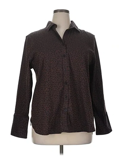 Pre-owned Chico's Long Sleeve Button Down Shirt In Brown