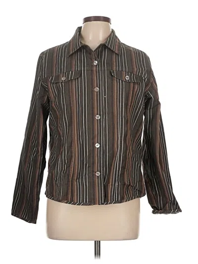 Pre-owned Chico's Long Sleeve Button Down Shirt In Brown