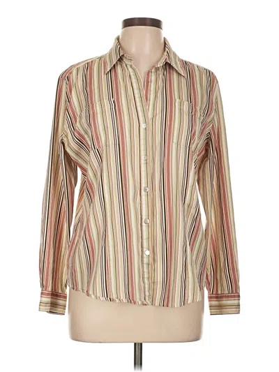Pre-owned Chico's Long Sleeve Button Down Shirt In Brown