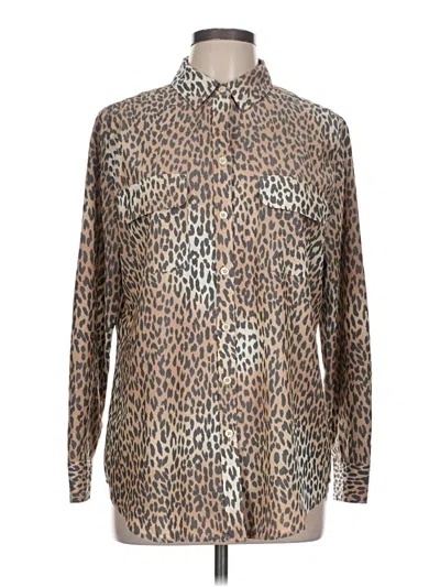 Pre-owned Chico's Long Sleeve Button Down Shirt In Brown