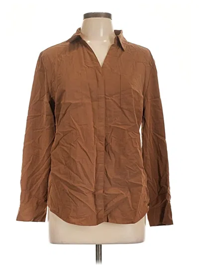 Pre-owned Chico's Long Sleeve Button Down Shirt In Brown