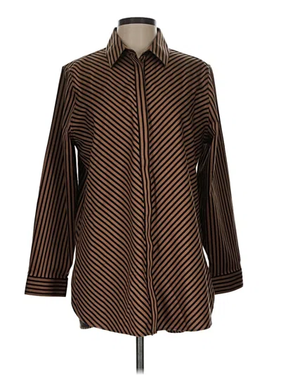 Pre-owned Chico's Long Sleeve Button Down Shirt In Brown