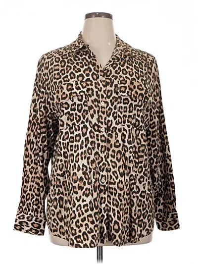 Pre-owned Chico's Long Sleeve Button Down Shirt In Brown