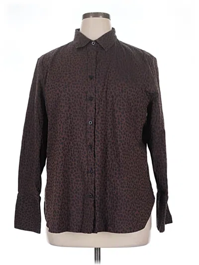 Pre-owned Chico's Long Sleeve Button Down Shirt In Brown